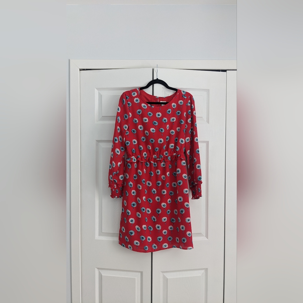 Red floral J Crew Dress